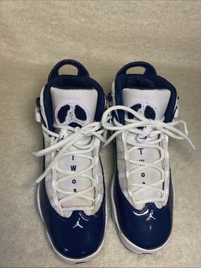 Air Jordan Kids Navy and White High-Top Basketball Sneakers